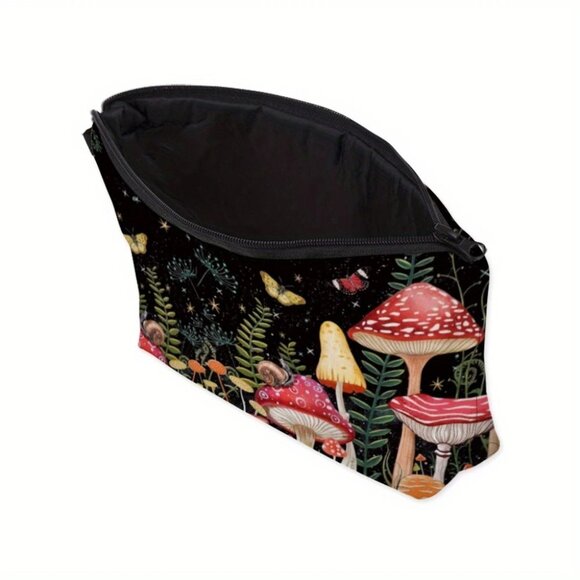 Enchanted Forest Mushroom Makeup Bag with zipper NWOT - Picture 2 of 4